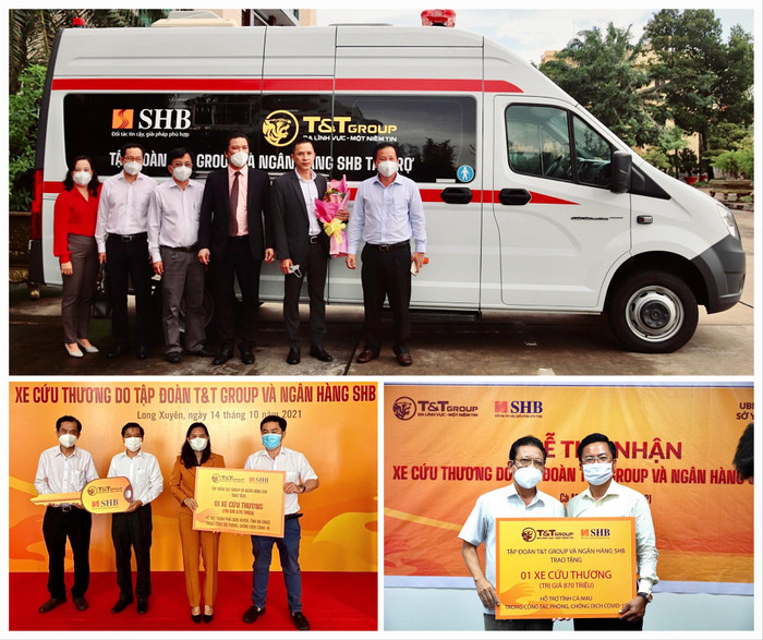 T&amp;T Group và Ngân hàng SHB trao tặng 8 xe cứu thương cho 8 tỉnh, thành bao gồm: Cần Thơ, Vĩnh Long, An Giang, Đồng Tháp, Kiên Giang, Cà Mau, Long An và Sóc Trăng với tổng trị giá gần 7 tỷ đồng.