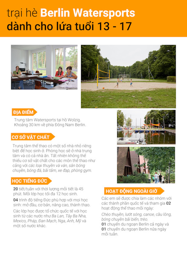 Trại hè Berlin Watersports dành cho học sinh từ 13-17 tuổi