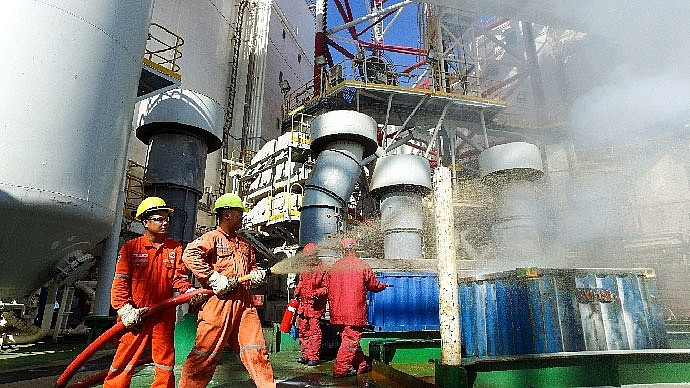 Vietsovpetro diễn tập phòng cháy chữa cháy