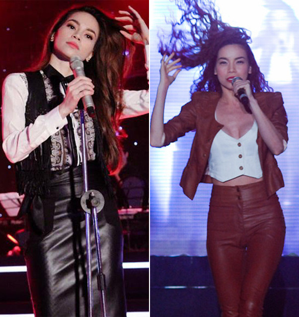 Chất liệu da Khỏi bàn, hẳn ai cũng nhận thấy đây là chất liệu gắn liền với phong cách hiện đại, cá tính của Hồ Ngọc Hà. Chị ấy có đủ một bộ sưu tập đồ da từ quần da, váy liền, chân váy đến cả leather suits theo xu hướng hot trên thế giới. Thanh Hằng cũng có điểm xuyết những item cá tính này trong tủ đồ nhưng xem ra, siêu mẫu của chúng ta vẫn say mê với style cổ điển, thanh lịch hơn thì phải. Chất liệu da Khỏi bàn, hẳn ai cũng nhận thấy đây là chất liệu gắn liền với phong cách hiện đại, cá tính của Hồ Ngọc Hà. Chị ấy có đủ một bộ sưu tập đồ da từ quần da, váy liền, chân váy đến cả leather suits theo xu hướng hot trên thế giới. Thanh Hằng cũng có điểm xuyết những item cá tính này trong tủ đồ nhưng xem ra, siêu mẫu của chúng ta vẫn say mê với style cổ điển, thanh lịch hơn thì phải.