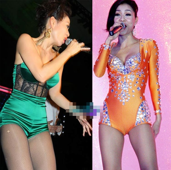 Phong cách thường thấy của Thu Minh là những trang phục short hay jumpsuit ngắn, hở hang.