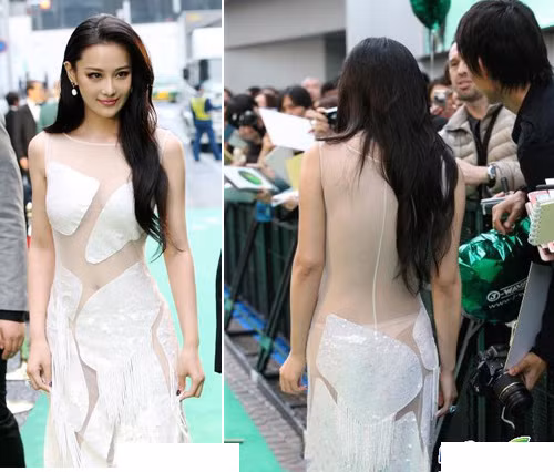Người mẫu Trương Hinh Dư với chiếc váy nham nhở và hở hang thái quá