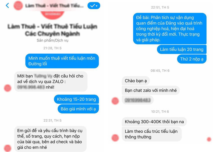 Cuộc “ngã giá” nhanh chóng của người “viết thuê”. (Ảnh: Thu Trang) Cuộc “ngã giá” nhanh chóng của người “viết thuê”. (Ảnh: Thu Trang)
