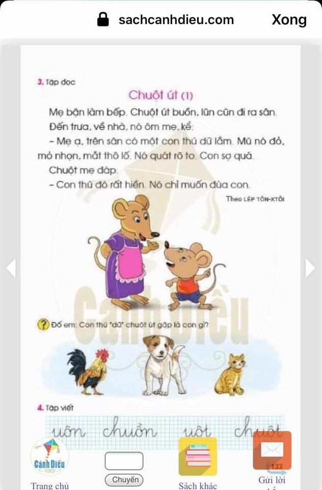 (Ảnh chụp màn hình bản điện tử sách Tiếng Việt 1 bộ Cánh Diều) (Ảnh chụp màn hình bản điện tử sách Tiếng Việt 1 bộ Cánh Diều)