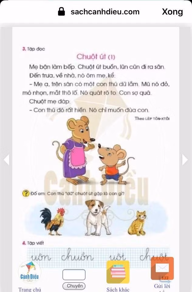 (Ảnh chụp màn hình bản điện tử sách Tiếng Việt 1 bộ Cánh Diều)