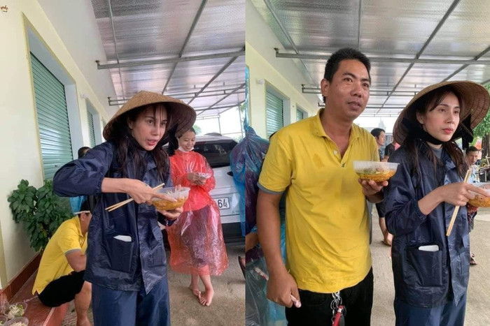 Bữa ăn “ngon” nhất của Thủy Tiên sau nhiều ngày lênh đênh cùng bà con vùng lũ. (Ảnh: giaoducthoidai.vn) Bữa ăn “ngon” nhất của Thủy Tiên sau nhiều ngày lênh đênh cùng bà con vùng lũ. (Ảnh: giaoducthoidai.vn)