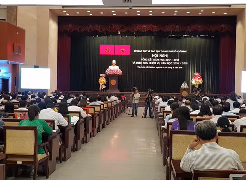 Toàn cảnh Hội nghị tổng kết năm học 2017 - 2018 của Thành phố Hồ Chí Minh (ảnh: P.L)