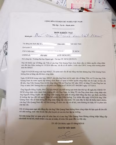 Đơn tố cáo của công dân gửi tới Báo Điện tử Giáo dục Việt Nam (ảnh: P.L)