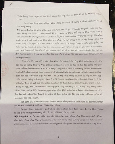Trích thông báo 03, trang 2 của Hiệu trưởng Trường trung học phổ thông Nguyễn Văn Linh (ảnh: P.L) Trích thông báo 03, trang 2 của Hiệu trưởng Trường trung học phổ thông Nguyễn Văn Linh (ảnh: P.L)