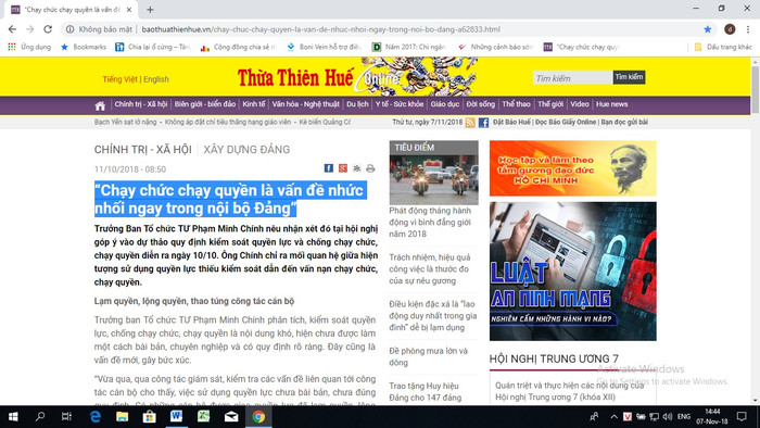 Ảnh chụp màn hình Baothuathienhue.vn ngày 7/11/2018 Ảnh chụp màn hình Baothuathienhue.vn ngày 7/11/2018