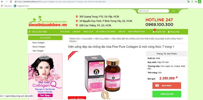 Cục An toàn thực phẩm, Bộ Y tế khuyến cáo người tiêu dùng không mua thực phẩm bảo vệ sức khỏe Fine Pure Collagen Q trên trang website https://sieuthisuckhoe.vn Cục An toàn thực phẩm, Bộ Y tế khuyến cáo người tiêu dùng không mua thực phẩm bảo vệ sức khỏe Fine Pure Collagen Q trên trang website https://sieuthisuckhoe.vn