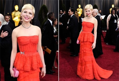 Chiếc váy Louis Vuitton được Kate Young chọn cho Michelle Williams tại Oscar 2012.