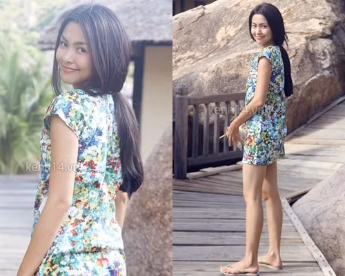 Vẫn là kiểu dáng hết sức đơn giản với váy liền suông họa tiết hoa nhí, Hà Tăng vẫn đủ sức thu hút mọi ánh nhìn. Chiếc váy phù hợp với những buổi dạo chơi, đi biển này cũng là gợi ý cho những cô nàng yêu thích style giản dị
