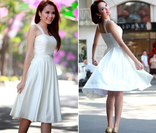Diễm Hương tự tin phô diễn sắc đẹp khi diện váy trắng xoè. Diễm Hương tự tin phô diễn sắc đẹp khi diện váy trắng xoè.