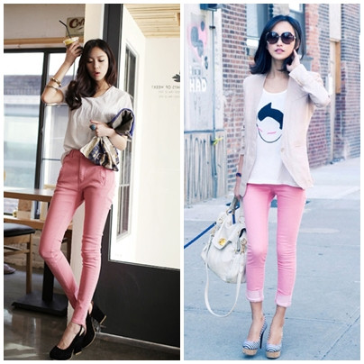 Gam màu hồng rất thích hợp khi kết hợp với màu trắng, kẻ, hoặc chấm bi