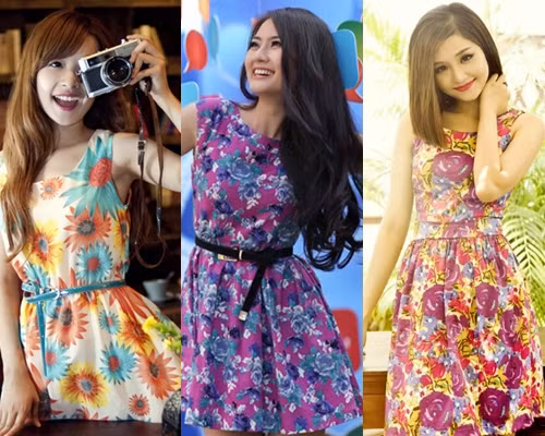 Váy hoa thu hút được không ít sự ưu ái của mỹ nhân showbiz Việt