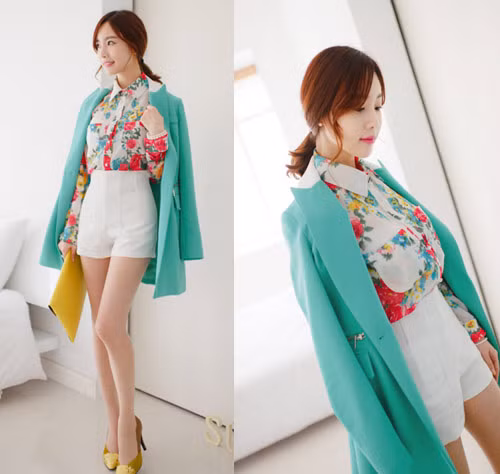 Khi đóng bộ một món đồ màu pastel cùng những trang phục có họa tiết hợp tông, bạn sẽ có một diện mạo bắt mắt, hợp thời.