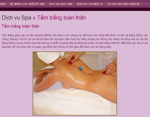 Một trang quảng cáo tắm trắng cao cấp. (Ảnh minh họa) Một trang quảng cáo tắm trắng cao cấp. (Ảnh minh họa)