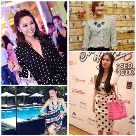 Ngọc Trinh và Minh Hằng ngọt ngào với hoạt tiết chấm bi