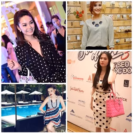 Ngọc Trinh và Minh Hằng ngọt ngào với hoạt tiết chấm bi