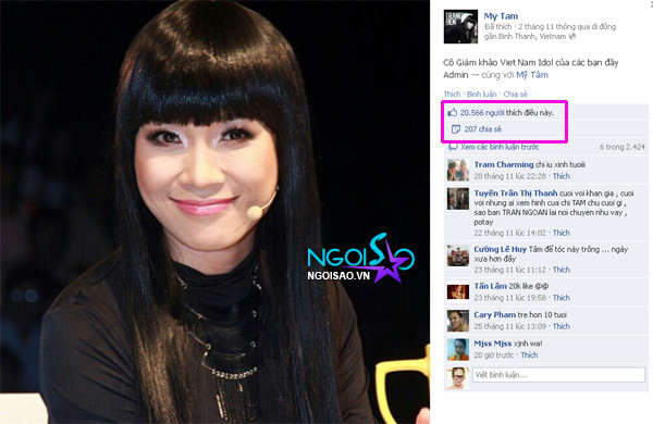 Kiểu tóc khiến Mỹ Tâm xinh đẹp hơn đã nhận được rất nhiều lượt người thích trên trang cá nhân của cô. Kiểu tóc khiến Mỹ Tâm xinh đẹp hơn đã nhận được rất nhiều lượt người thích trên trang cá nhân của cô.