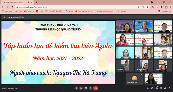 Ảnh chụp màn hình buổi tập huấn kiểm tra trực tuyến của trường Tiểu học Quang Trung. (Ảnh: NTCC) Ảnh chụp màn hình buổi tập huấn kiểm tra trực tuyến của trường Tiểu học Quang Trung. (Ảnh: NTCC)