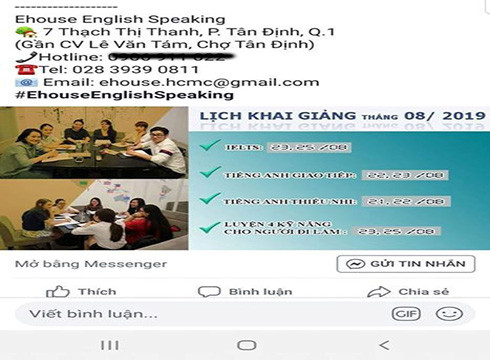 Lịch khai giảng các lớp học của Ehouse (ảnh: P.L) Lịch khai giảng các lớp học của Ehouse (ảnh: P.L)