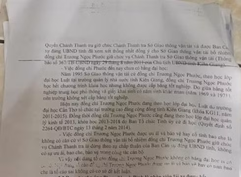 Trích thông báo số 36 của Đảng ủy Sở gGao thông Vận tải tỉnh Kiên Giang về bằng Đại học (ảnh: P.L) Trích thông báo số 36 của Đảng ủy Sở gGao thông Vận tải tỉnh Kiên Giang về bằng Đại học (ảnh: P.L)