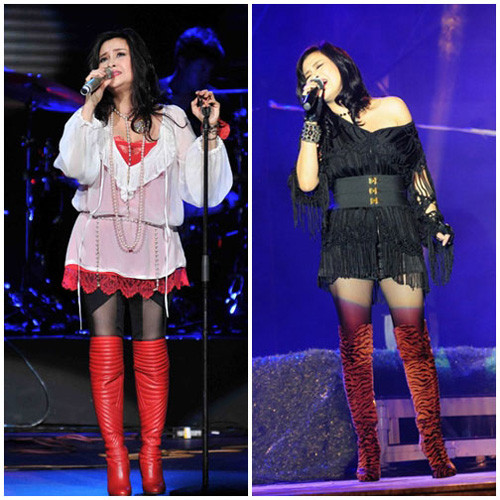 4. Ca sĩ Thanh Lam Mặc dù đã bước qua tuổi tứ tuần nhưng diva Thanh Lam vẫn giữ phong cách lòe loẹt như những cô gái đôi mươi. Chính sự lòe loẹt này đã tạo nên một Thanh Lamnổi bật giữa những người đẹp U50 của showbiz Việt. Không ai có đủ bản lĩnh để có thể theo đuổi sự cầu kỳ phụ kiện và chi tiết trang phục như Thanh Lam. 4. Ca sĩ Thanh Lam Mặc dù đã bước qua tuổi tứ tuần nhưng diva Thanh Lam vẫn giữ phong cách lòe loẹt như những cô gái đôi mươi. Chính sự lòe loẹt này đã tạo nên một Thanh Lamnổi bật giữa những người đẹp U50 của showbiz Việt. Không ai có đủ bản lĩnh để có thể theo đuổi sự cầu kỳ phụ kiện và chi tiết trang phục như Thanh Lam.