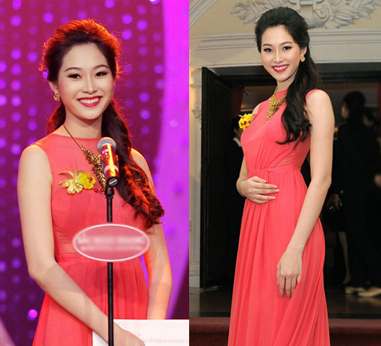 Chiếc váy màu cam cùng nụ cười tươi tắn càng tôn thêm vẻ đẹp rạng ngời, quý phái của Hoa hậu. Chiếc váy màu cam cùng nụ cười tươi tắn càng tôn thêm vẻ đẹp rạng ngời, quý phái của Hoa hậu.