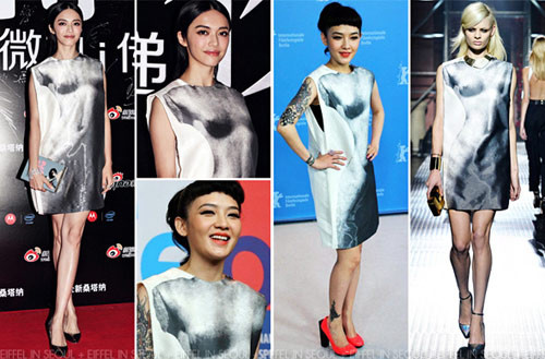 Yao Chen (trái) và Mavis Fan (phải) gợi cảm trong mẫu đầm dáng duông họa tiết trừu tượng của Lanvin. Yao Chen (trái) và Mavis Fan (phải) gợi cảm trong mẫu đầm dáng duông họa tiết trừu tượng của Lanvin.