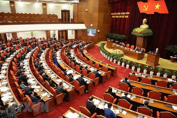 Tổng Bí thư Nguyễn Phú Trọng phát biểu khai mạc Hội nghị Trung ương 8 khóa XIII. (Ảnh: Trí Dũng/TTXVN)