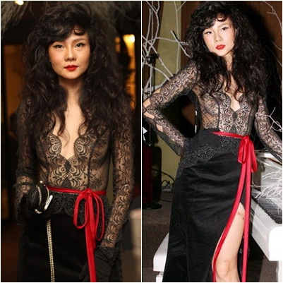 Chiếc váy ren trong suốt và xấu "thảm họa" của Dương Yến Ngọc Chiếc váy ren trong suốt và xấu "thảm họa" của Dương Yến Ngọc