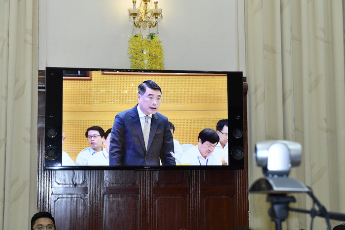 Thống đốc Ngân hàng Nhà nước Việt Nam Lê Minh Hưng phát biểu tại Hội nghị