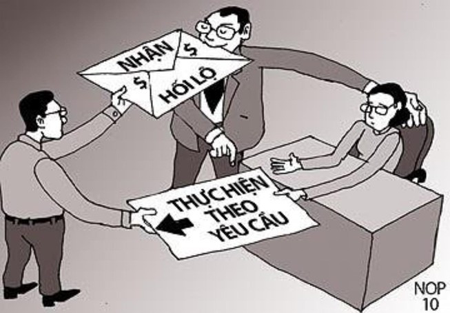 Tranh biếm hoạ về nhận hối lộ (Ảnh minh hoạ: Plo.vn) Tranh biếm hoạ về nhận hối lộ (Ảnh minh hoạ: Plo.vn)