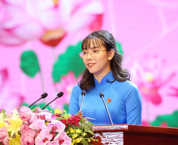 Sinh viên Huỳnh Mạnh Phương, Đại học Kinh tế Luật Thành phố Hồ Chí Minh, đại diện thế hệ trẻ Việt Nam phát biểu. (Ảnh: Phương Hoa/TTXVN) Sinh viên Huỳnh Mạnh Phương, Đại học Kinh tế Luật Thành phố Hồ Chí Minh, đại diện thế hệ trẻ Việt Nam phát biểu. (Ảnh: Phương Hoa/TTXVN)