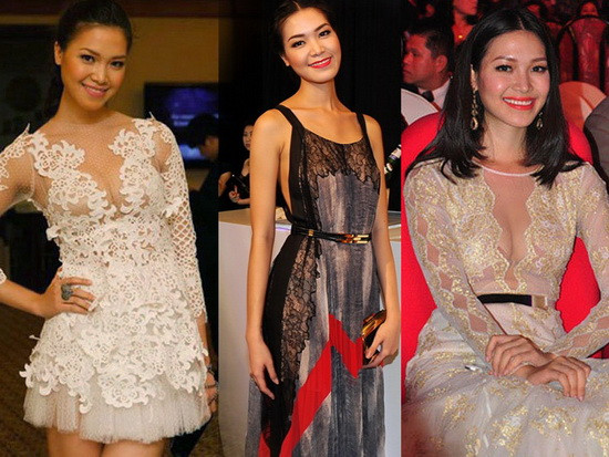 Thùy Dung là một hoa hậu rất khéo khoe cơ thể bằng váy áo từ chất liệu ren hay voan mỏng. Không để hở da thịt quá nhiều, người đẹp vẫn tự tin khoe đường cong cơ thể quyến rũ sau lớp vải áo mỏng tanh.