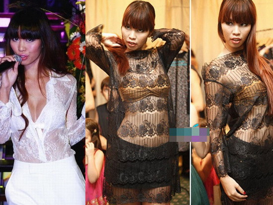 Sở hữu thân hình nóng bỏng và số đo chuẩn, Hà Anh luôn trưng trổ váy áo xuyên thấu mỏng tanh, đầy khiêu khích.