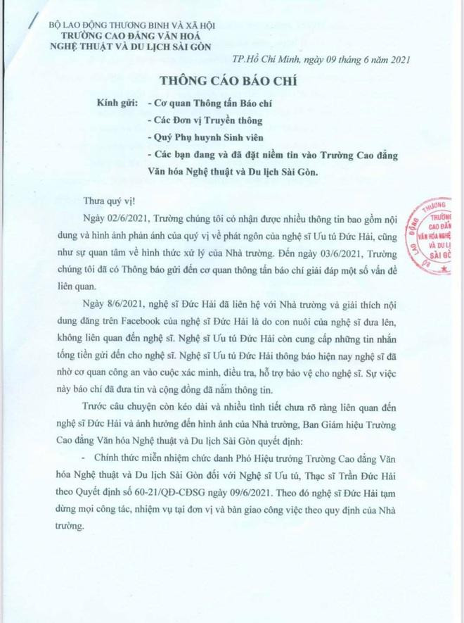 Thông tin cung cấp cho báo chí của lãnh đạo nhà trường (ảnh: CTV) Thông tin cung cấp cho báo chí của lãnh đạo nhà trường (ảnh: CTV)