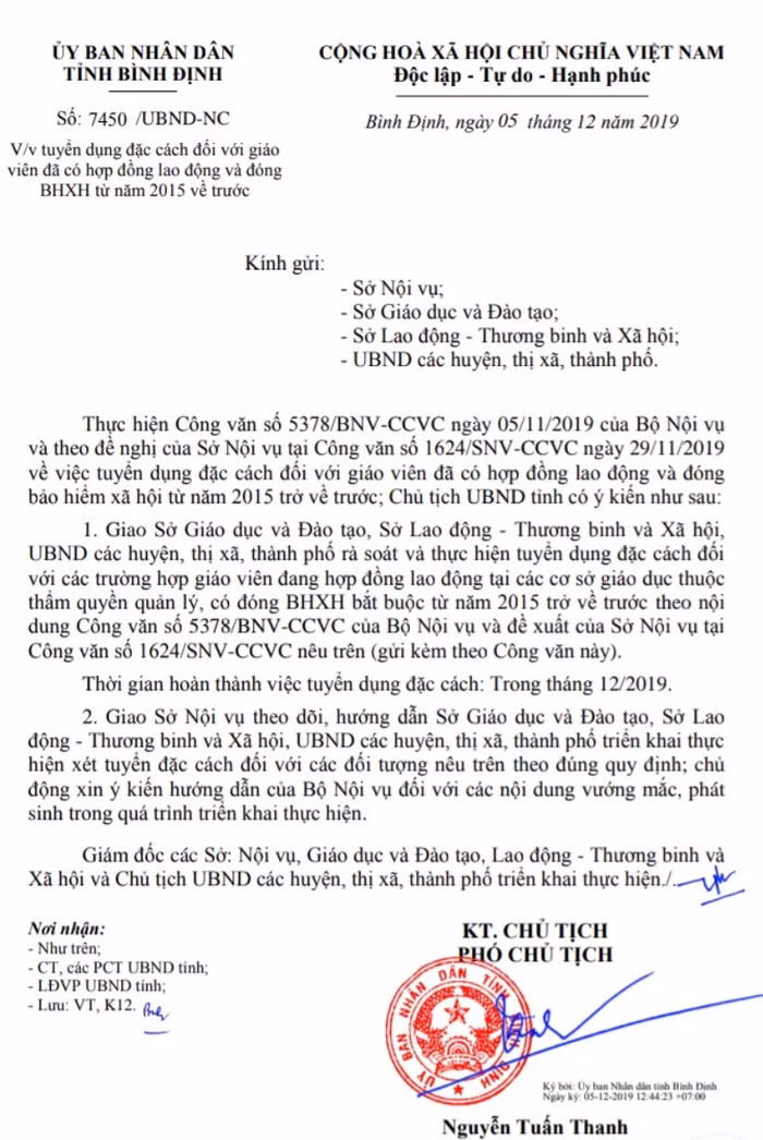 Công văn 7450 của Ủy ban Nhân dân tỉnh Bình Định nêu rõ trách nhiệm của liên Sở (Ảnh:V.N)