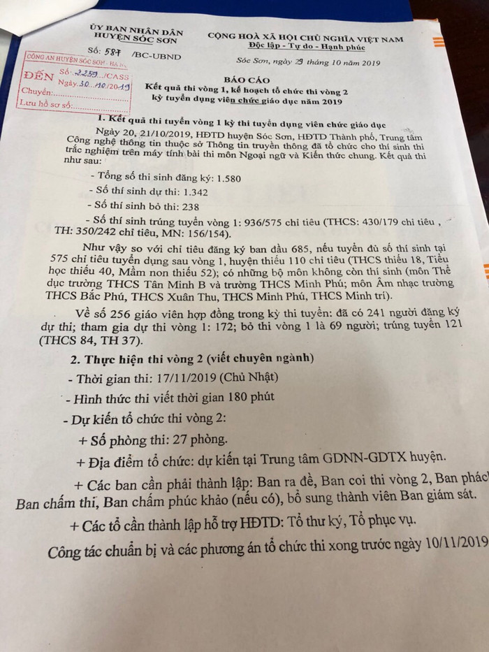 Thông báo về kỳ thi tuyển viên chức tại huyện Sóc Sơn (Ảnh:V.N) Thông báo về kỳ thi tuyển viên chức tại huyện Sóc Sơn (Ảnh:V.N)