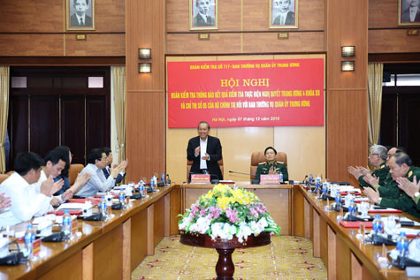 Uỷ viên Bộ Chính trị, Phó Thủ tướng Thường trực Chính phủ Trương Hòa Bình, Trưởng Đoàn kiểm tra số 717 của Bộ Chính trị phát biểu kết luận buổi làm việc. Ảnh: VGP/Lê Sơn Uỷ viên Bộ Chính trị, Phó Thủ tướng Thường trực Chính phủ Trương Hòa Bình, Trưởng Đoàn kiểm tra số 717 của Bộ Chính trị phát biểu kết luận buổi làm việc. Ảnh: VGP/Lê Sơn