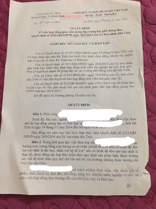 Quyết định của Sở Giáo dục và Đào tạo Hà Tĩnh hợp đồng giáo viên giảng dạy Trung học phổ thông theo Quyết định 2531/QĐ-UBND 28/8/2014. Quyết định của Sở Giáo dục và Đào tạo Hà Tĩnh hợp đồng giáo viên giảng dạy Trung học phổ thông theo Quyết định 2531/QĐ-UBND 28/8/2014.