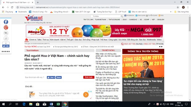 Ảnh chụp màn hình báo Vietnamnet.vn ngày 31/12/2018 Ảnh chụp màn hình báo Vietnamnet.vn ngày 31/12/2018