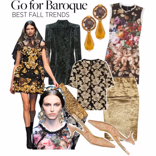 Họa tiết hoa văn phục hưng (Baroque) được xem là xu hướng độc đáo và ấn tượng nhất trong mùa thời trang thu/đông 2012. Những hoa văn mô phỏng mái vòm xa hoa, những cung điện lộng lẫy, cấu trúc hình thang uốn lượn, hoa văn đèn chùm cổ điển hoặc hình ảnh các vị thần đã chiếm lĩnh trong hầu hết những thiết kế trong BST của NTK tên tuổi như Aquilano Rimondi, Balmain, Dolce & Gabbana, Giles, Mary Katrantzou, và Marchesa…