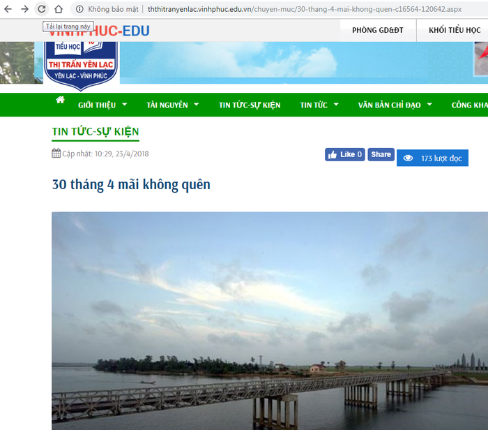 Trang web trường Tiểu học thị trấn Yên Lạc đăng tải thông tin xuyên tạc lịch sử Trang web trường Tiểu học thị trấn Yên Lạc đăng tải thông tin xuyên tạc lịch sử