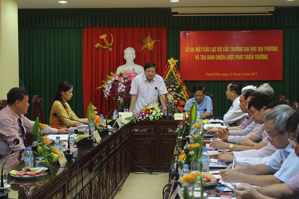 Phó Giáo sư, Tiến sĩ Nguyễn Mạnh An - Hiệu trưởng Trường Đại học Hồng Đức, Chủ nhiệm Câu lạc phát biểu tại Lễ ra mắt Câu lạc bộ