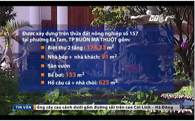 Ảnh cắt từ clip của Vtc.vn mô tả biệt thự của Phó ban Nội chính tỉnh Đăk Lăk Ảnh cắt từ clip của Vtc.vn mô tả biệt thự của Phó ban Nội chính tỉnh Đăk Lăk