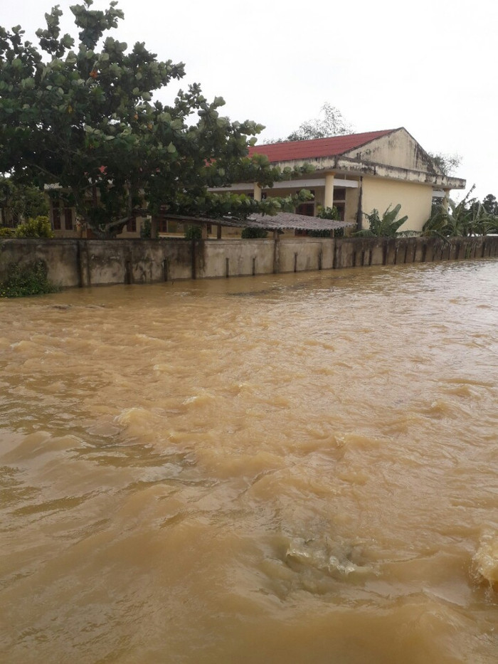 Trường Mầm non Gia Phố vào thời điểm Hố Hô xả lũ, nước bao vây trường. Trường Mầm non Gia Phố vào thời điểm Hố Hô xả lũ, nước bao vây trường.