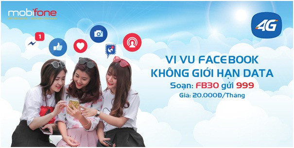 Soạn FB30 gửi 999, bạn thoải mái lướt Facebook cả tháng